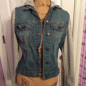 Denim Jacket with Grey Sleeves